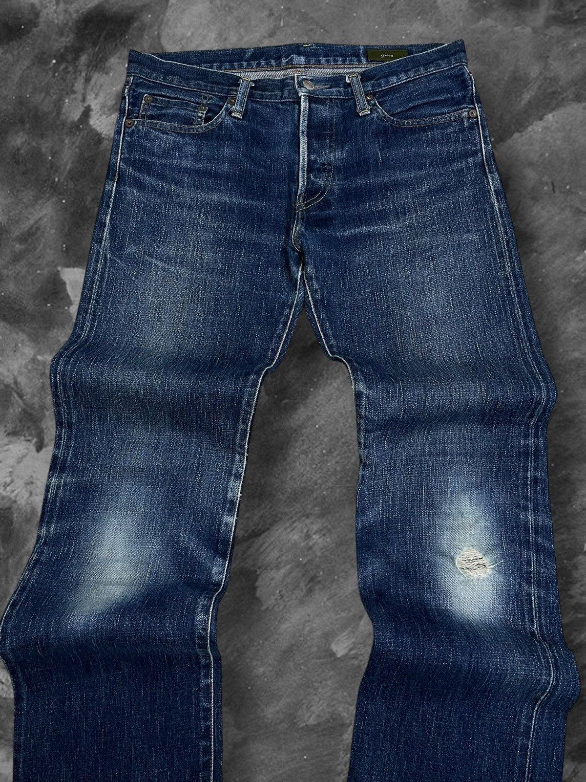 Japanese Brand Vintage Designer Japan Green Selvedge Distressed Blue Denim Size US 32 / EU 48 - 3 Thumbnail