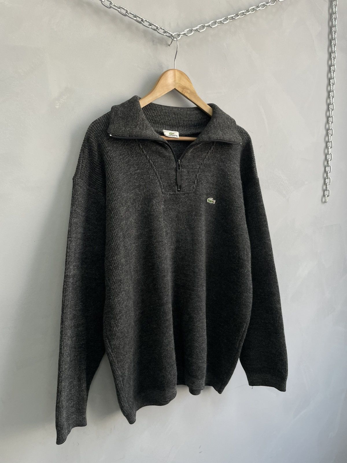 Lacoste Y2K sweater Lacoste wool 1/3 zip turtle neck Size US XL / EU 56 / 4 - 3 Thumbnail