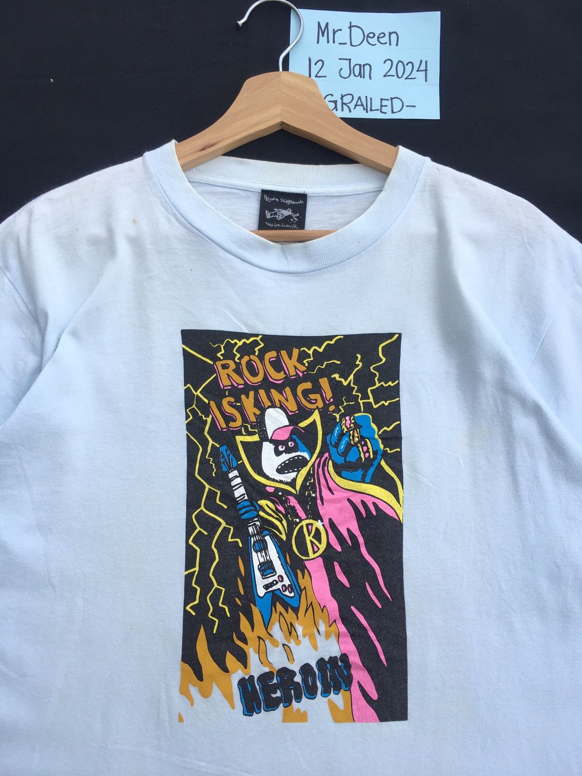 Hook-Ups Rare Vintage HEROIN Skateboard Rock is King Tshirt Size US M / EU 48-50 / 2 - 1 Thumbnail