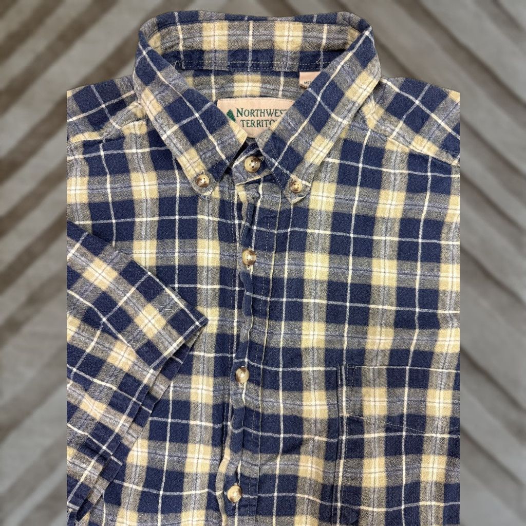 Vintage VINTAGE Northwest Territory 90s Plaid Button-Up Shirt Men Medium Blue Linen Blend Casual Grunge Size US M / EU 48-50 / 2 - 1 Thumbnail