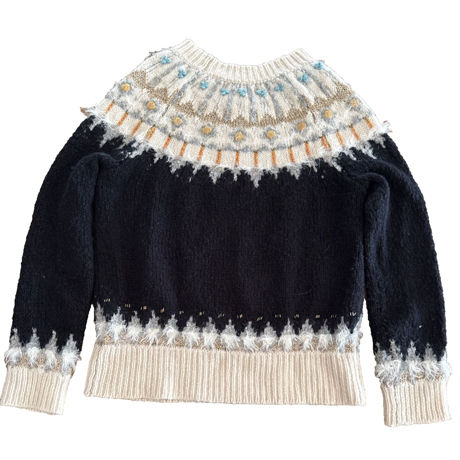 Anthropologie Anthropologie beaded Fairisle Wool blend Pullover Sweater XS Size XS / US 0-2 / IT 36-38 - 8 Thumbnail