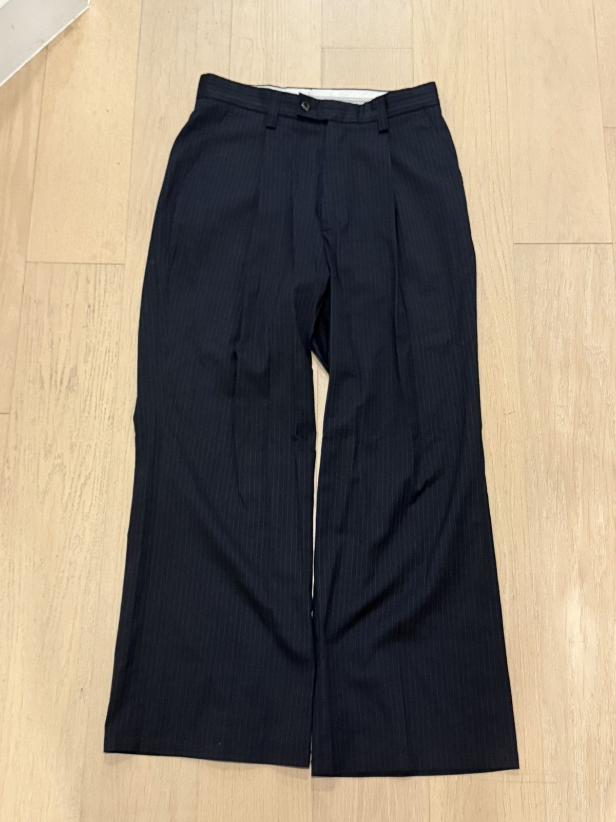 Other Rice Nine Ten - Navy Pinstripe Loose Fit Trousers Size US 31 - 1 Thumbnail