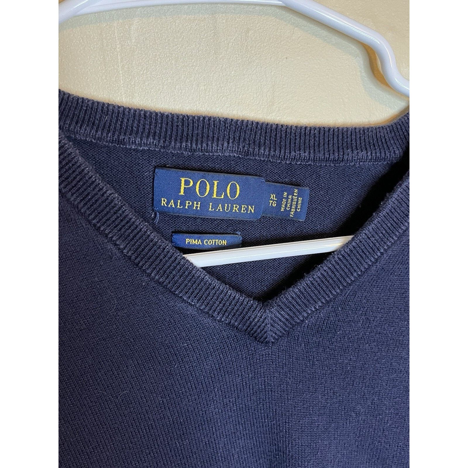 Polo Ralph Lauren Polo Ralph Lauren Sweater Men's XL Navy Blue V-Neck Pullover Size US XL / EU 56 / 4 - 2 Thumbnail