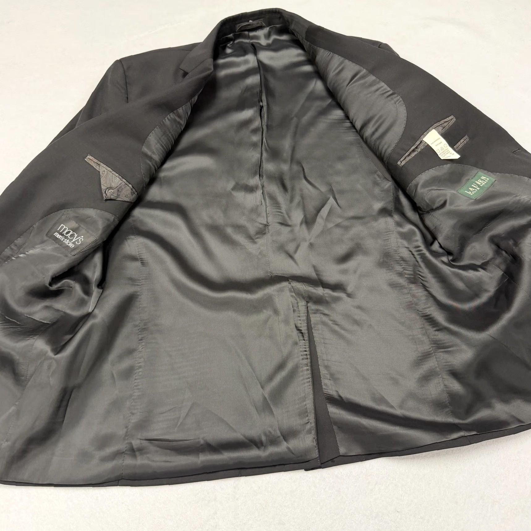 Ralph Lauren VINTAGE Lauren Ralph Lauren Suit Jacket Mens 42R Black 100% Wool Two Button Formal Size 42R - 4 Thumbnail