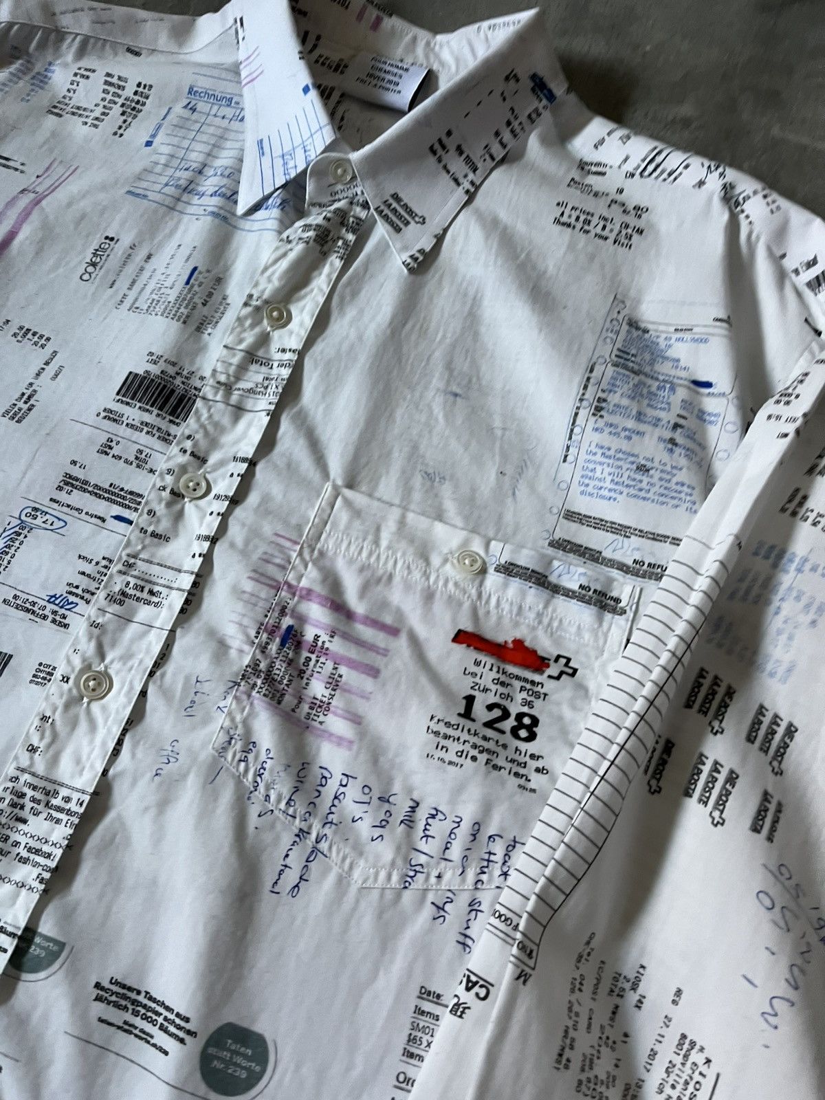 Vetements Vetements Hiver 2019 Receipt white button up shirt Size US M / EU 48-50 / 2 - 5 Thumbnail