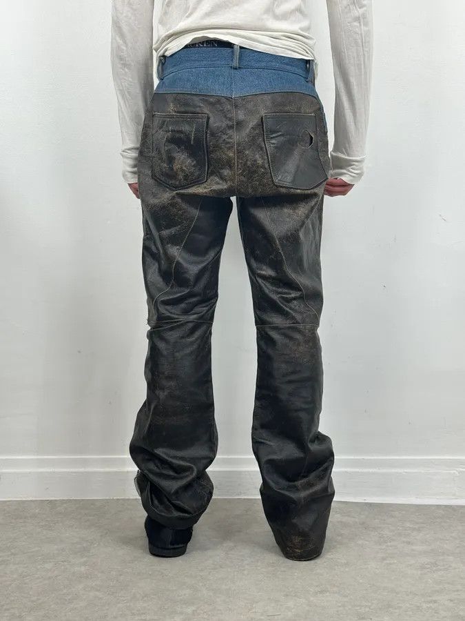Just Cavalli 2000s Cavalli Brown Faded Leather Pants Size US 32 / EU 48 - 4 Thumbnail