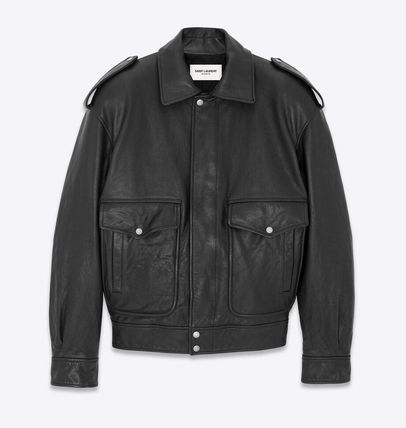Saint Laurent Paris oversized jacket in grained leather Size XS / US 0-2 / IT 36-38 - 1 Thumbnail
