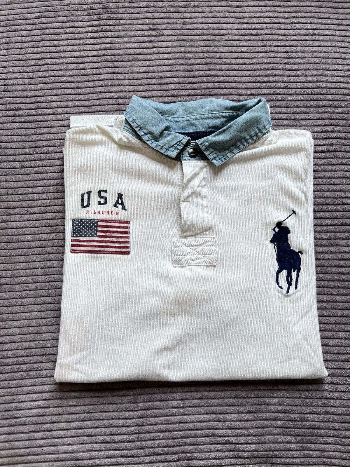 Vintage Polo Ralph Lauren United States USA Polo Shirt Casual Rare Size US XXL / EU 58 / 5 - 2 Thumbnail