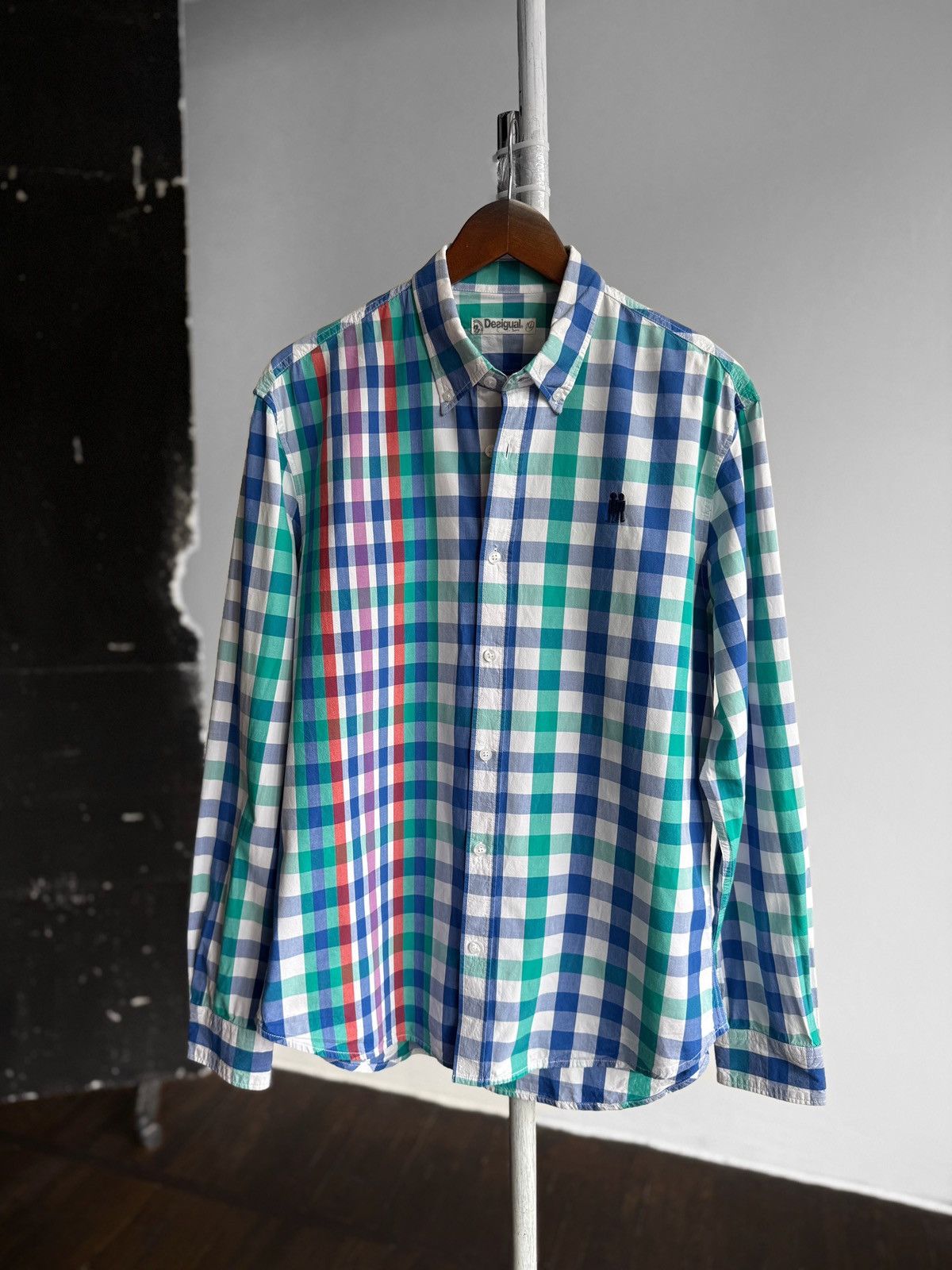 Desigual Desigual Multicolor Checked Long Sleeve Button Down Shirt Size US XL / EU 56 / 4 - 1 Thumbnail