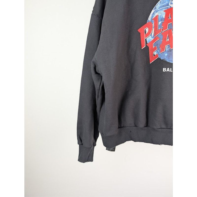 Balenciaga o1rshd1 Planet Earth Molleton Arch Zip-Up Hoodie in Black Size US M / EU 48-50 / 2 - 12 Thumbnail