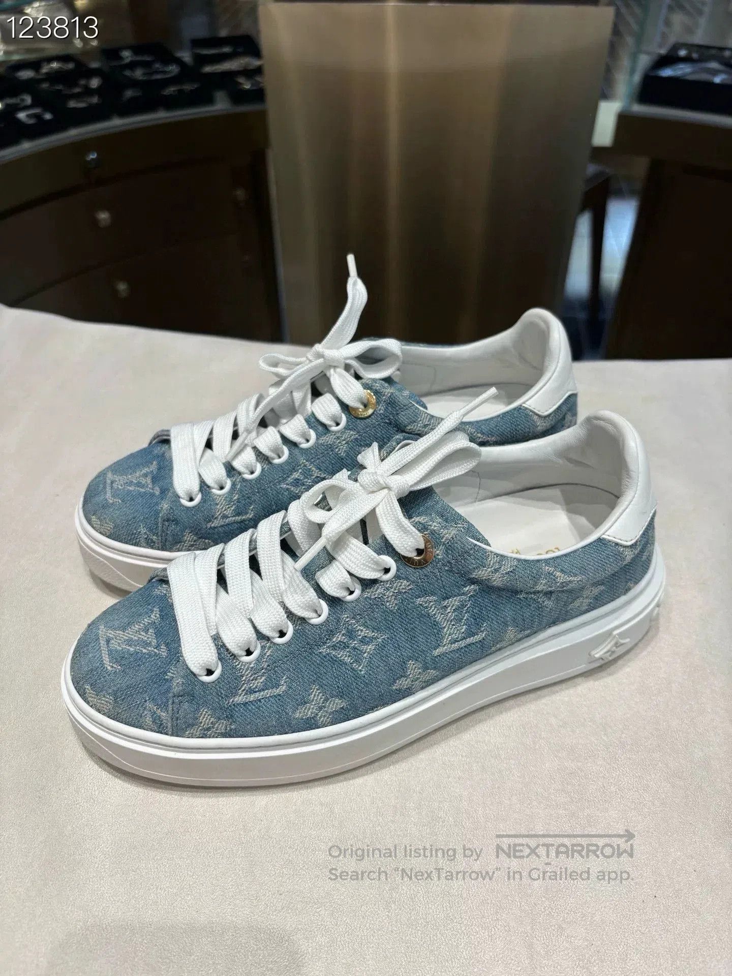 Louis Vuitton Time Out Denim Monogram Sneakers. Size US 4.5 / IT 34.5 - 2 Thumbnail