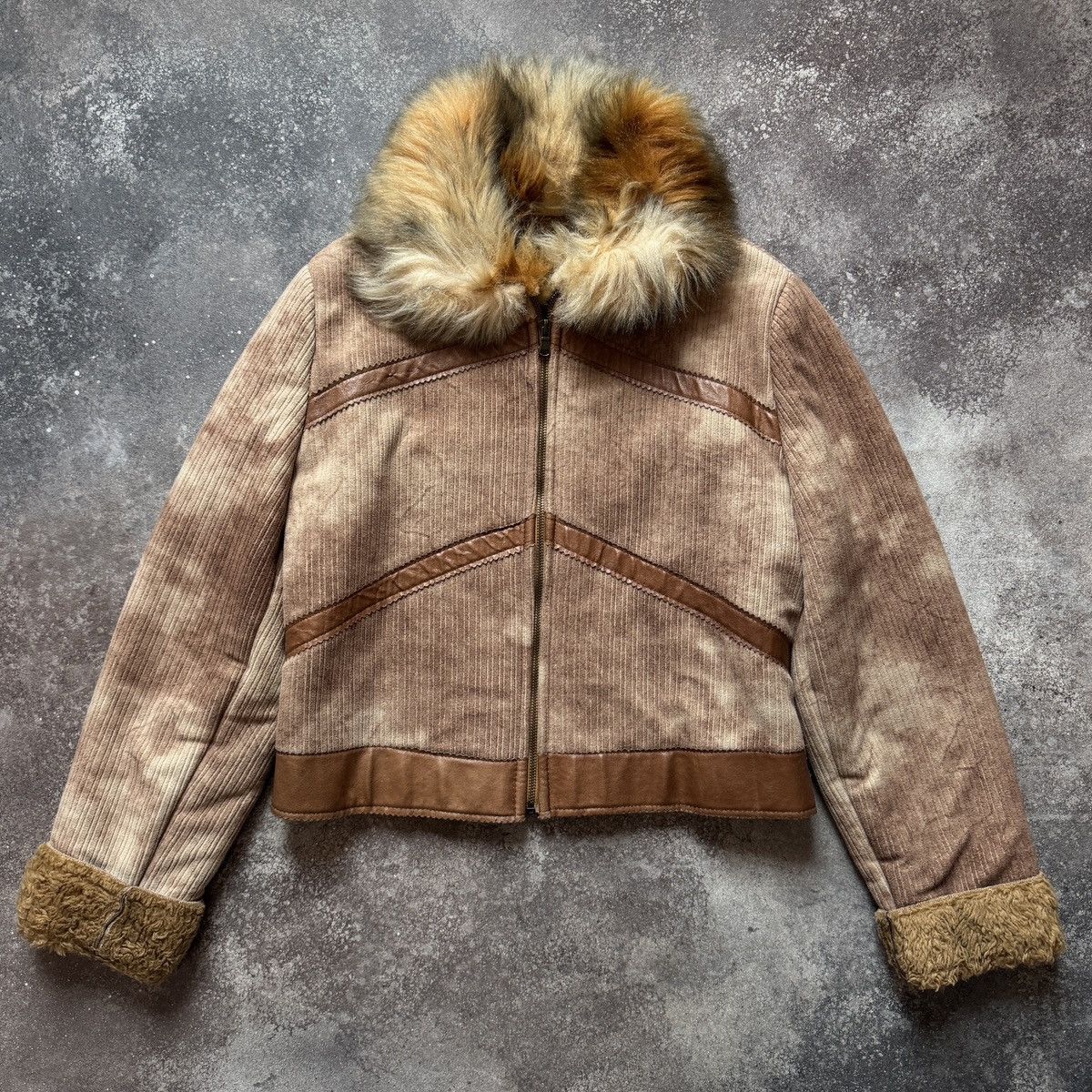 20471120 Y2K Vintage Faux Fur Aviator Shearling Cropped Jacket Size M / US 6-8 / IT 42-44 - 1 Thumbnail