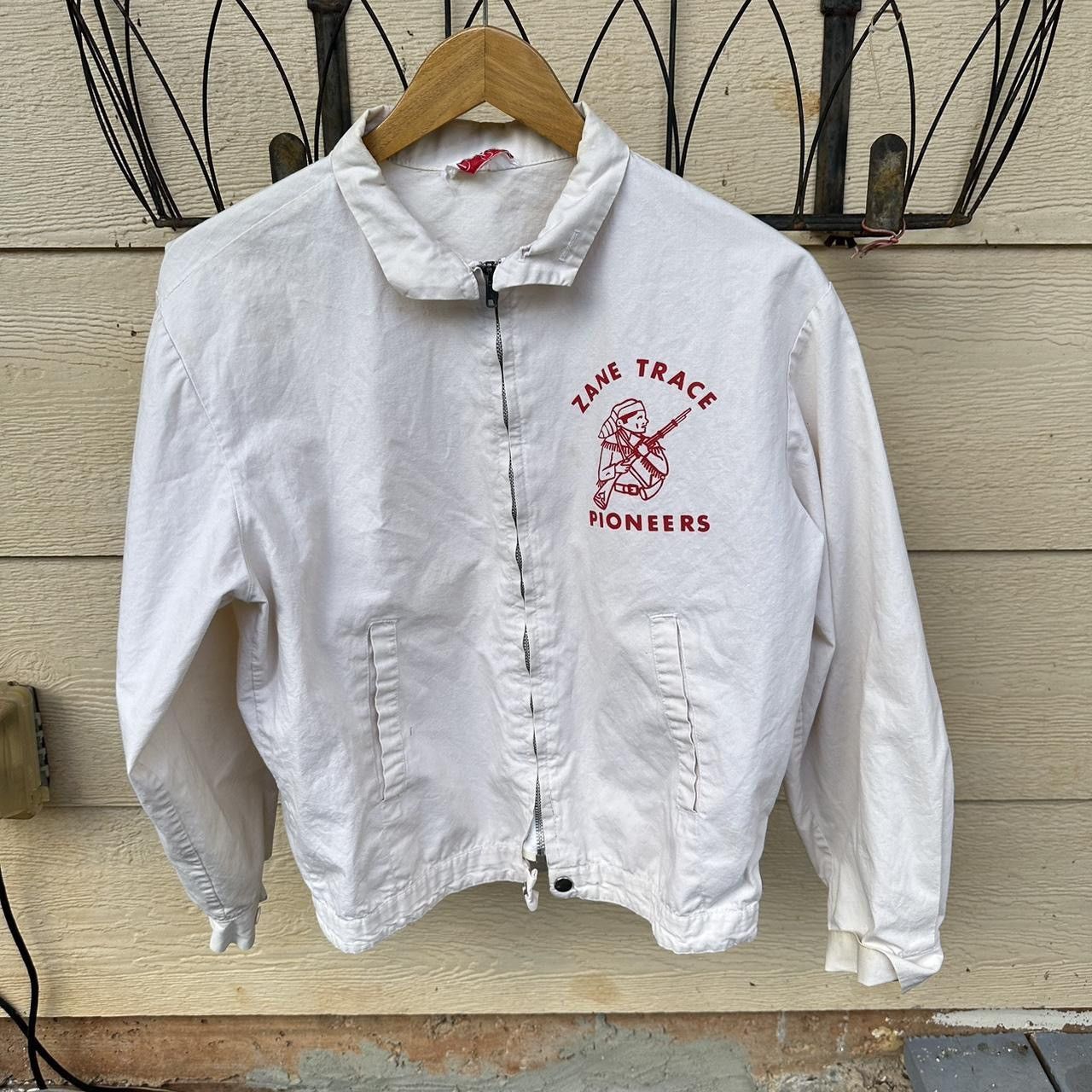 image of Vintage 1950S Racing Jacket in White, Men's (Size Small)