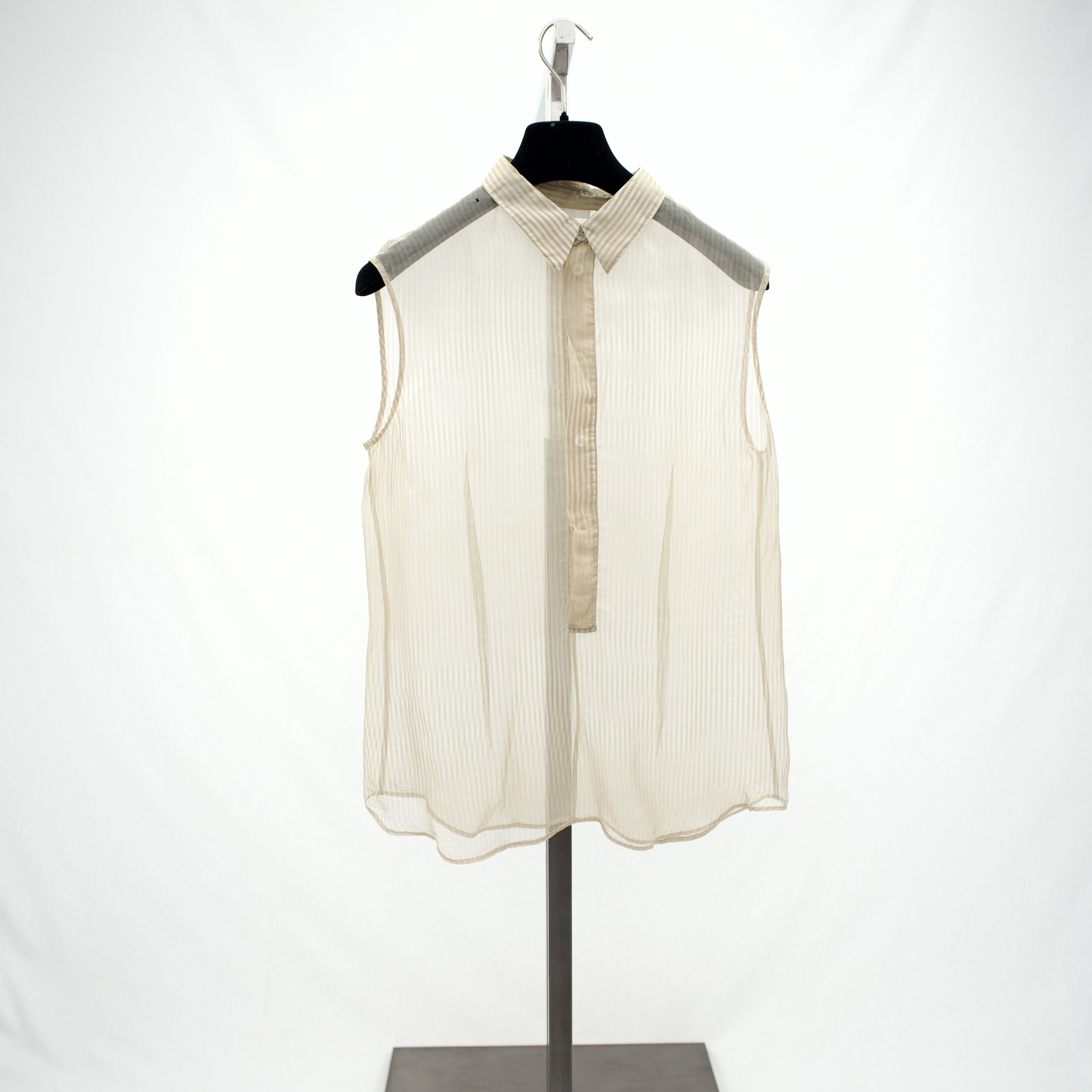 S/S 2002 Silk Striped Sleeveless Button-Up