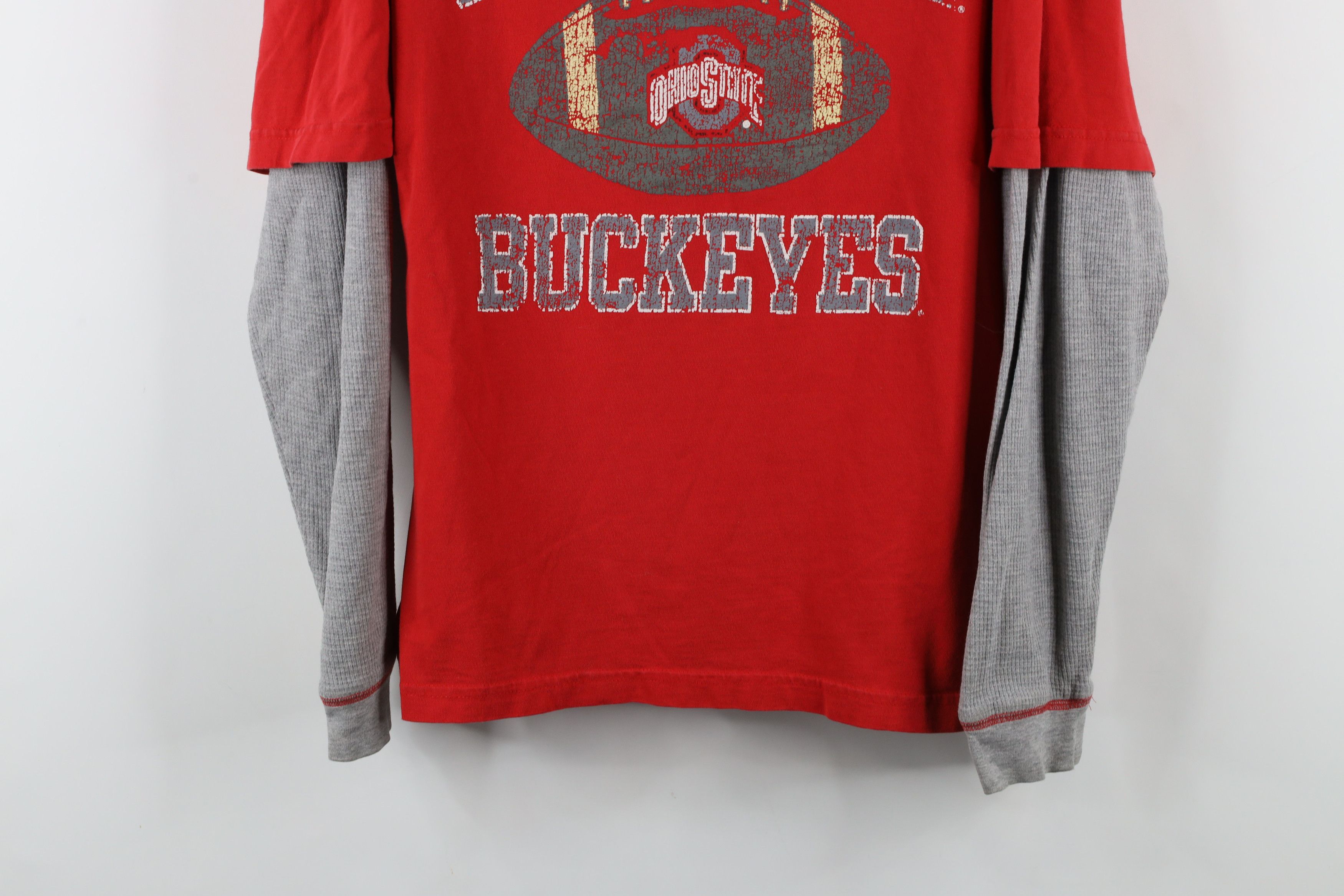 Vintage Vintage University Football Layered Thermal Knit T-Shirt Red Size US M / EU 48-50 / 2 - 3 Thumbnail