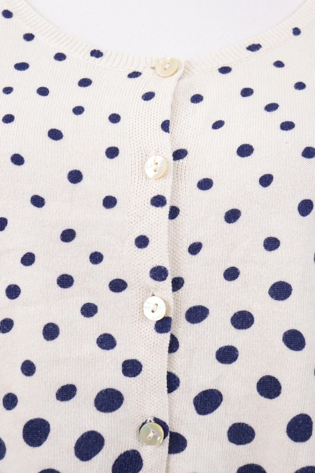 Designer Gudrun Sjoden White Polka Dot Knit Cardigan Sweater Size L Size L / US 10 / IT 46 - 4 Thumbnail