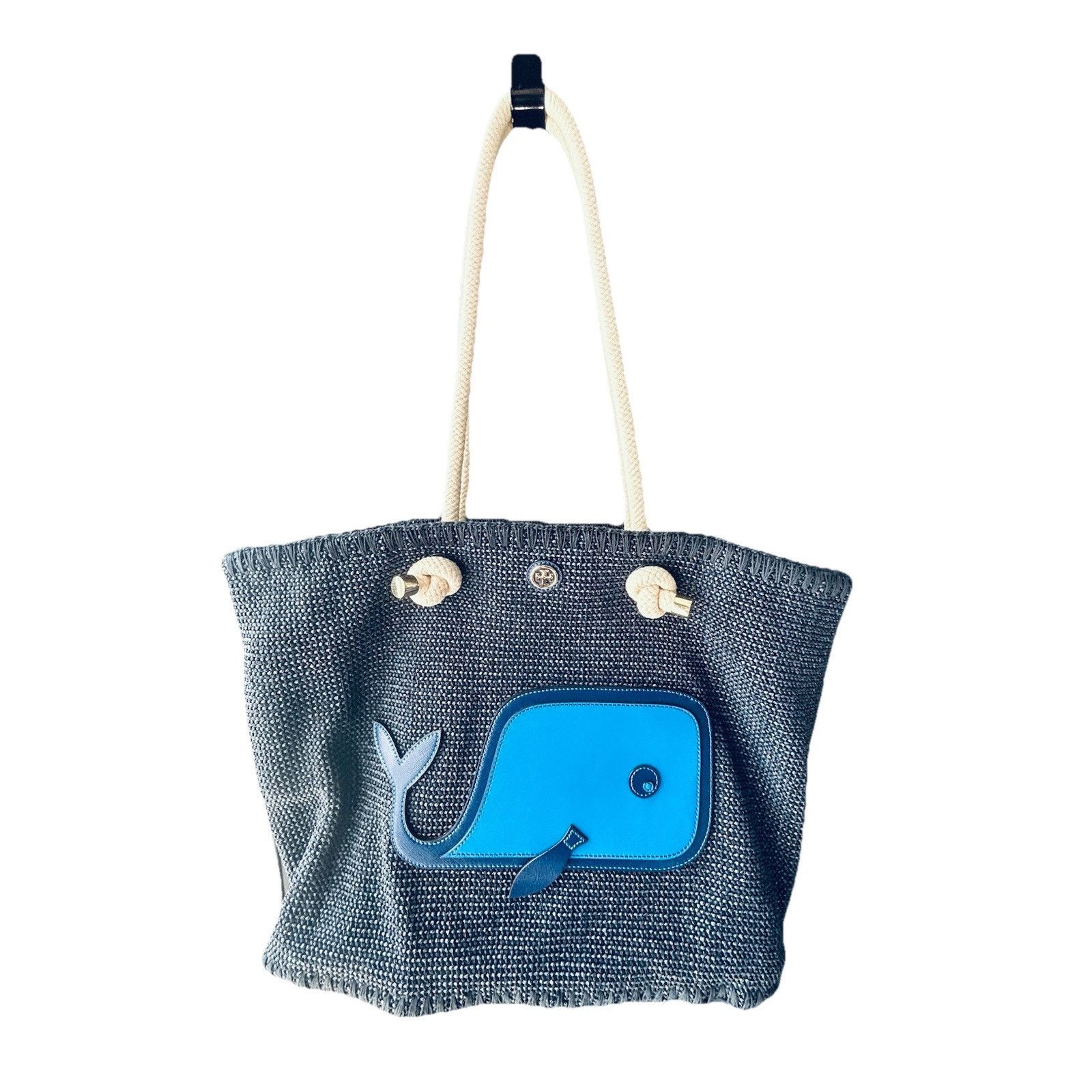 Tory Burch NWT Tory Burch Knotted Whale Tote Navy Blue Handbag Bag Rare Size ONE SIZE - 10 Thumbnail