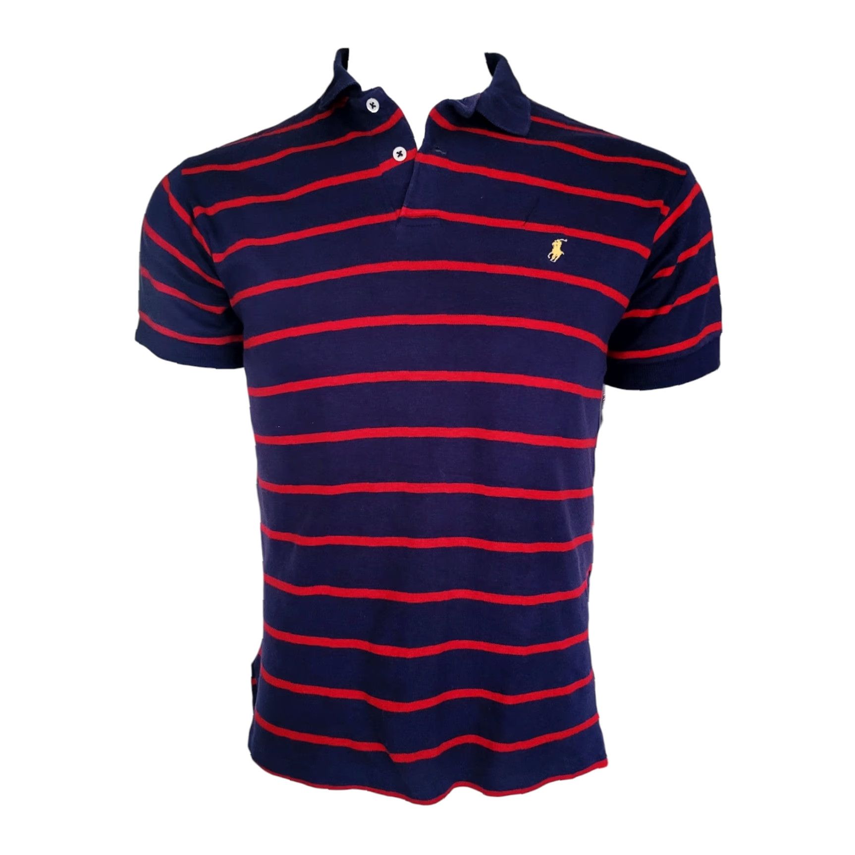 Ralph Lauren Polo by Ralph Lauren M Navy Red Striped Polo Shirt, 100% Cotton, Made in USA Size US M / EU 48-50 / 2 - 2 Thumbnail