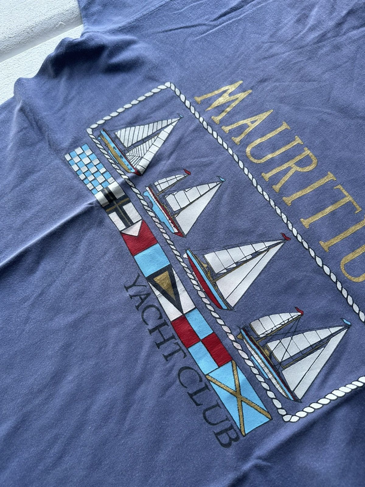 Vintage 🚨MAUTIRIUS YACHT CLUB LIGHT BLUE VNTG MONACO RARE BIG LOGO Size US L / EU 52-54 / 3 - 6 Thumbnail