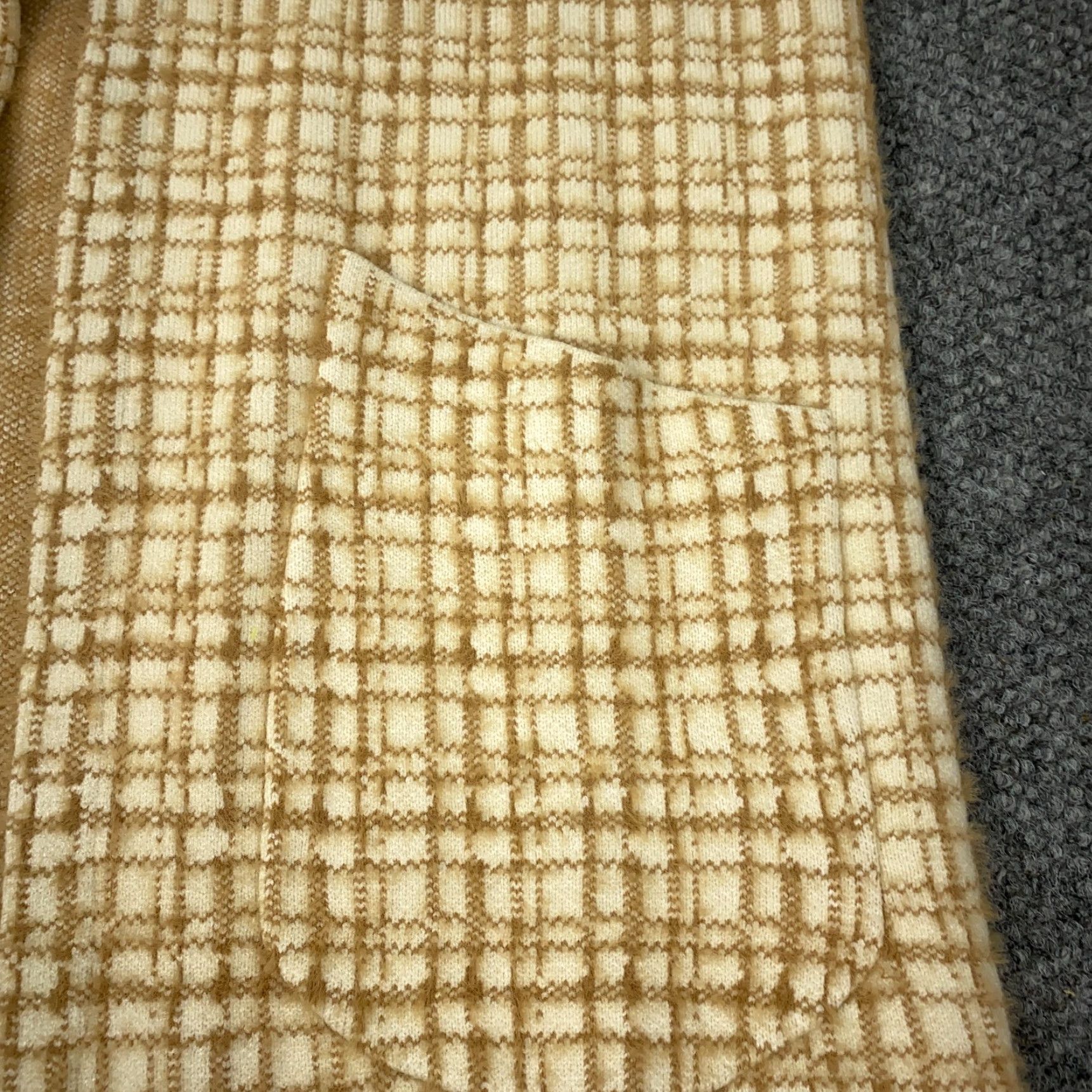 Vintage Magaschoni Cardigan Hooded Womens Medium Beige Plaid Open Front NWT Fashion Knit Sweater, Regular, Fall, Spring, Summer, Winter, Men’s? Size M / US 6-8 / IT 42-44 - 3 Thumbnail