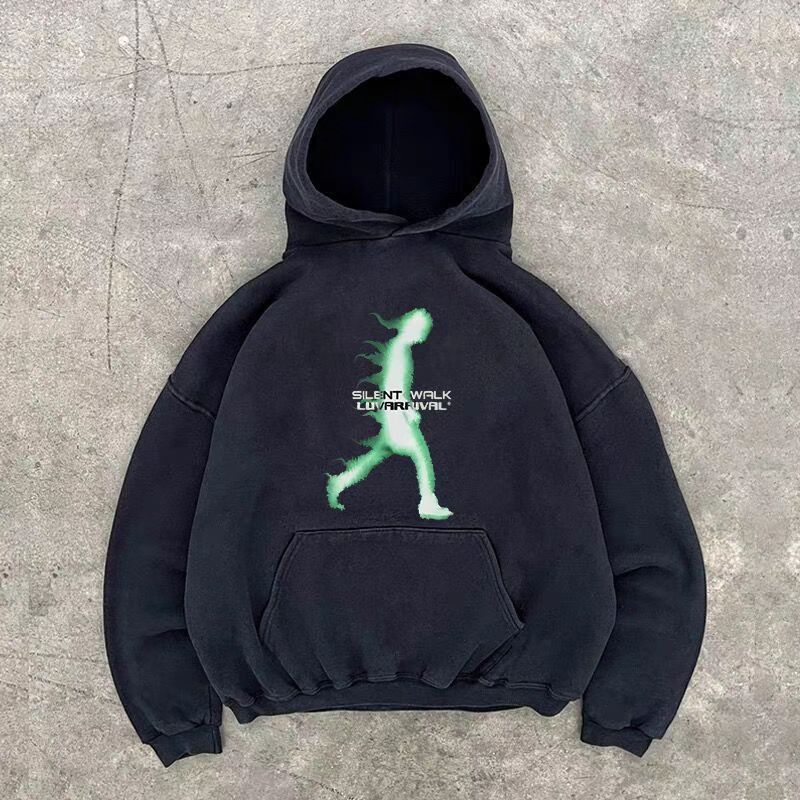 Japanese Brand × Vintage Black street retro shadow print hoodie y2k Size US L / EU 52-54 / 3 - 1 Thumbnail