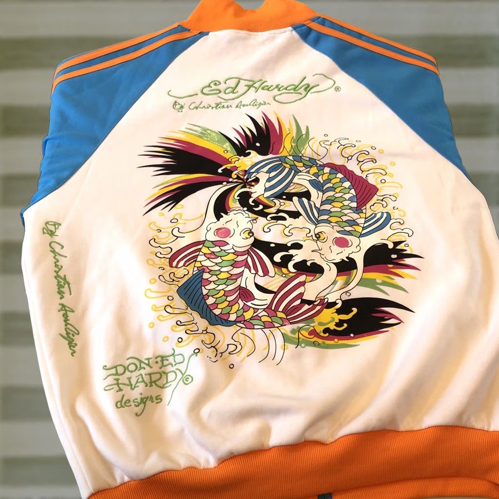 Ed Hardy Ed Hardy By Christian Audigier Colorful Koi Specialty Track Jacket 2XL Unisex Adults Multicolor Full Zip Zipped Pockets Size XXL / US 16-18 / IT 52-54 - 1 Thumbnail