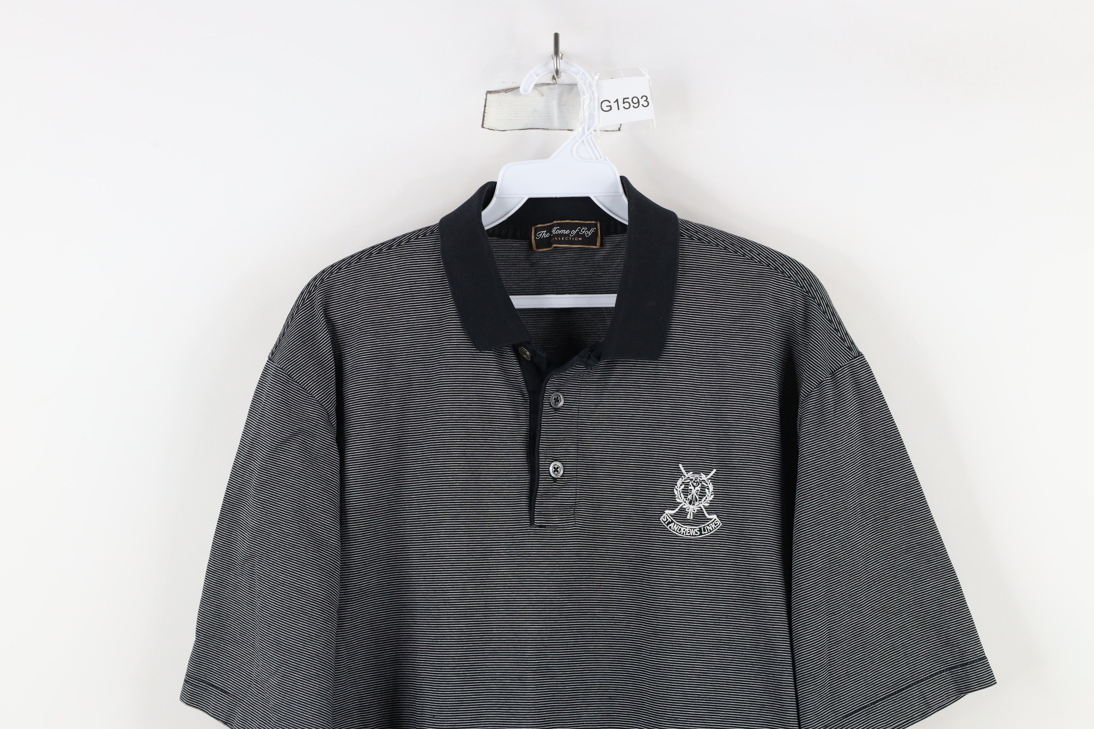 Vintage Vintage Striped Spell Out St Andrews Links Golf Polo Shirt Size US L / EU 52-54 / 3 - 2 Thumbnail