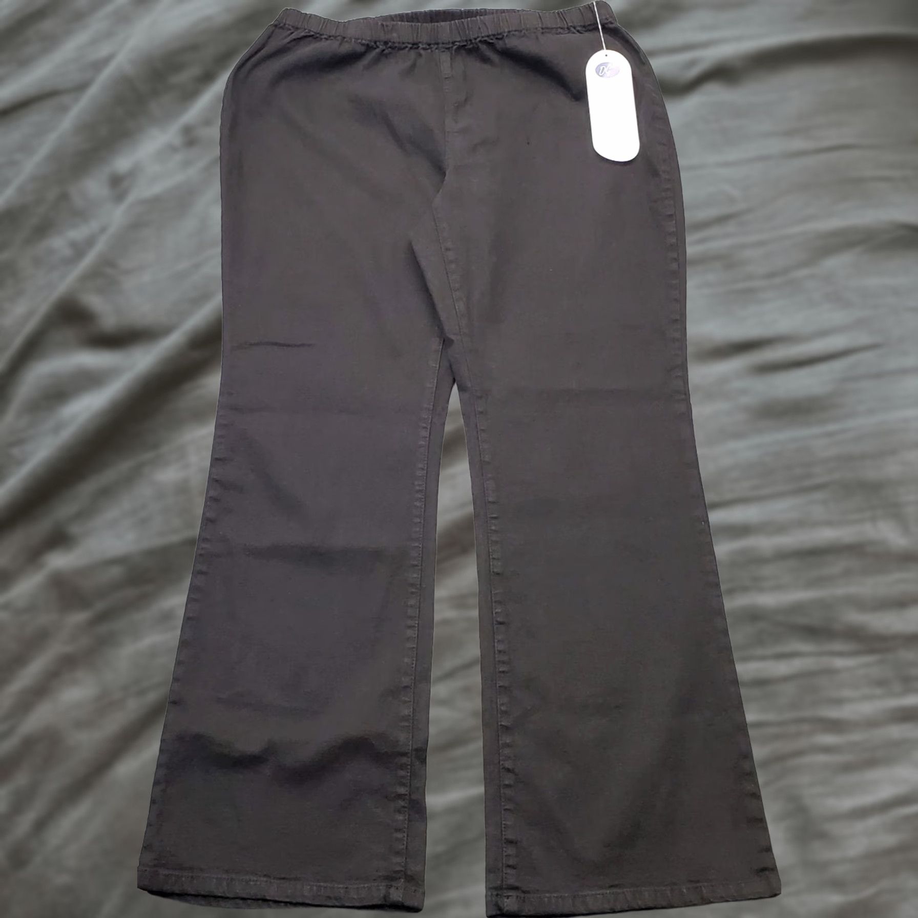 Vintage Diane Gilman DG2 Pants Womens 1X Black Stretch Wide-Leg Elastic Waist Casual Size 40" / US 18 - 1 Thumbnail
