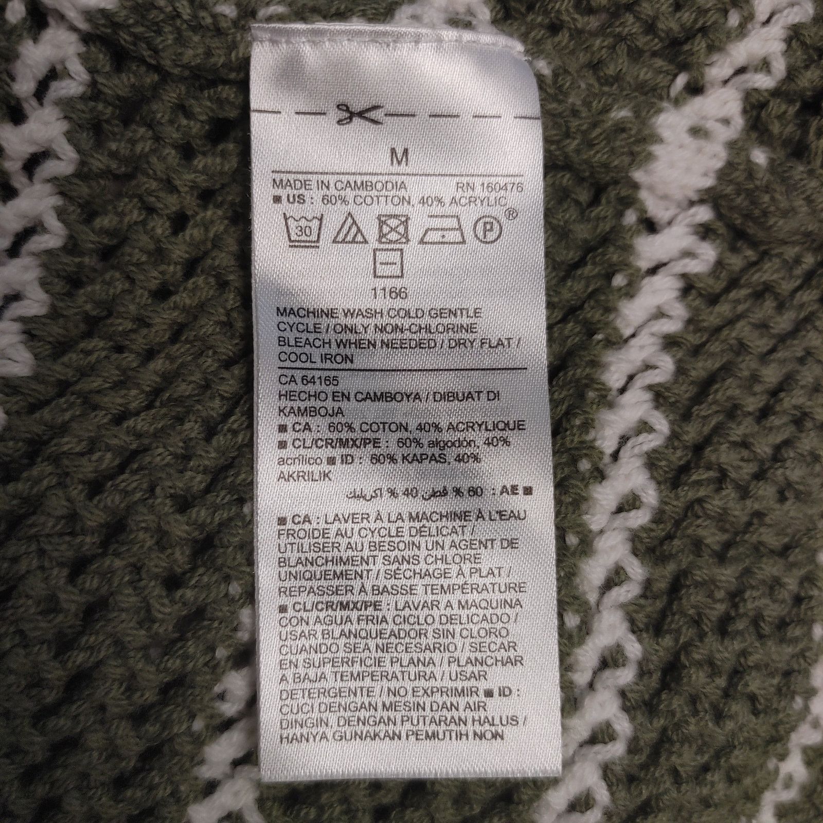 Old Navy Old Navy Womens M Olive Green/White Long Sleeve Knit Sweater Size M / US 6-8 / IT 42-44 - 4 Thumbnail