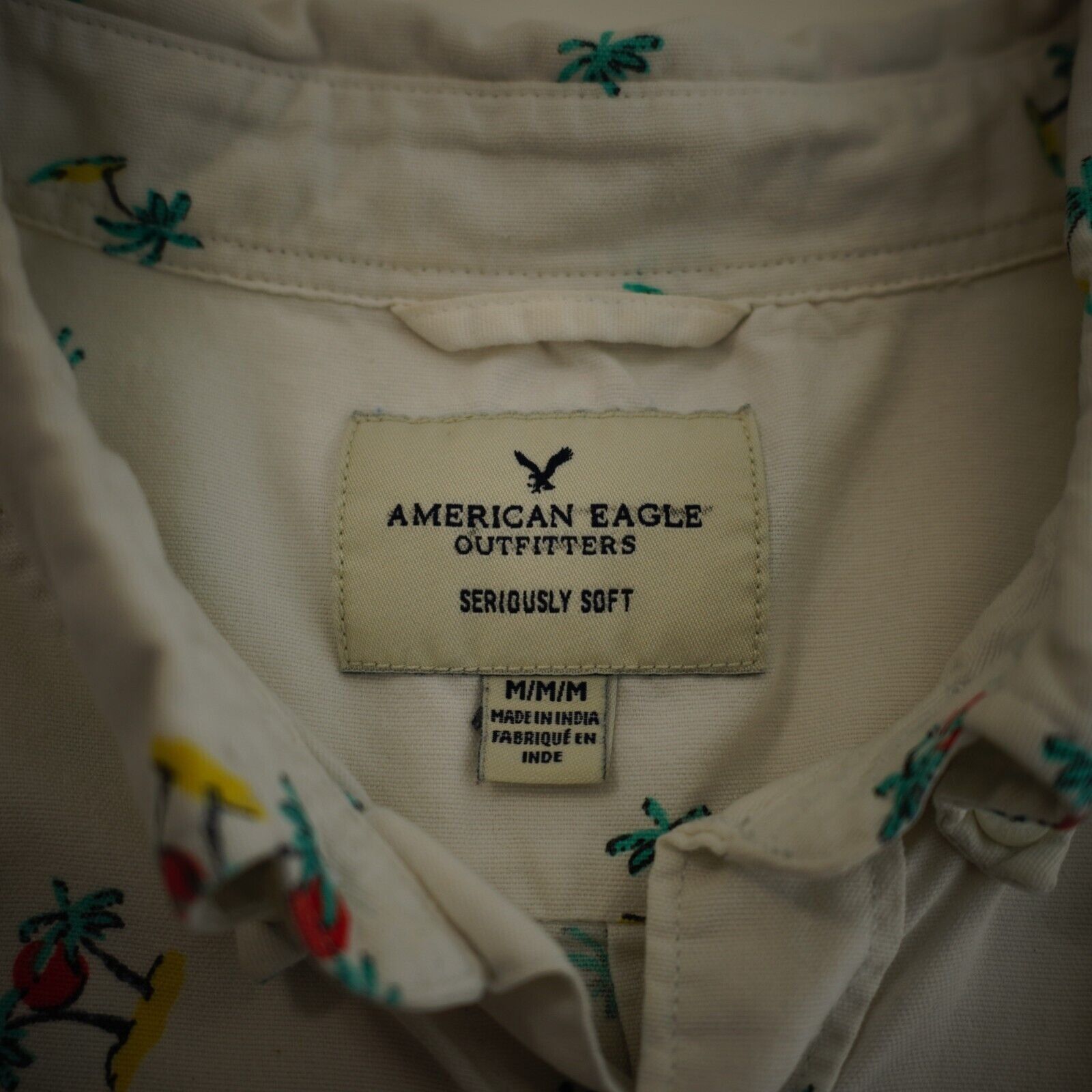 American Eagle Outfitters American Eagle Cream Palm Tree Seriously Soft Medium Short S Size US M / EU 48-50 / 2 - 7 Thumbnail