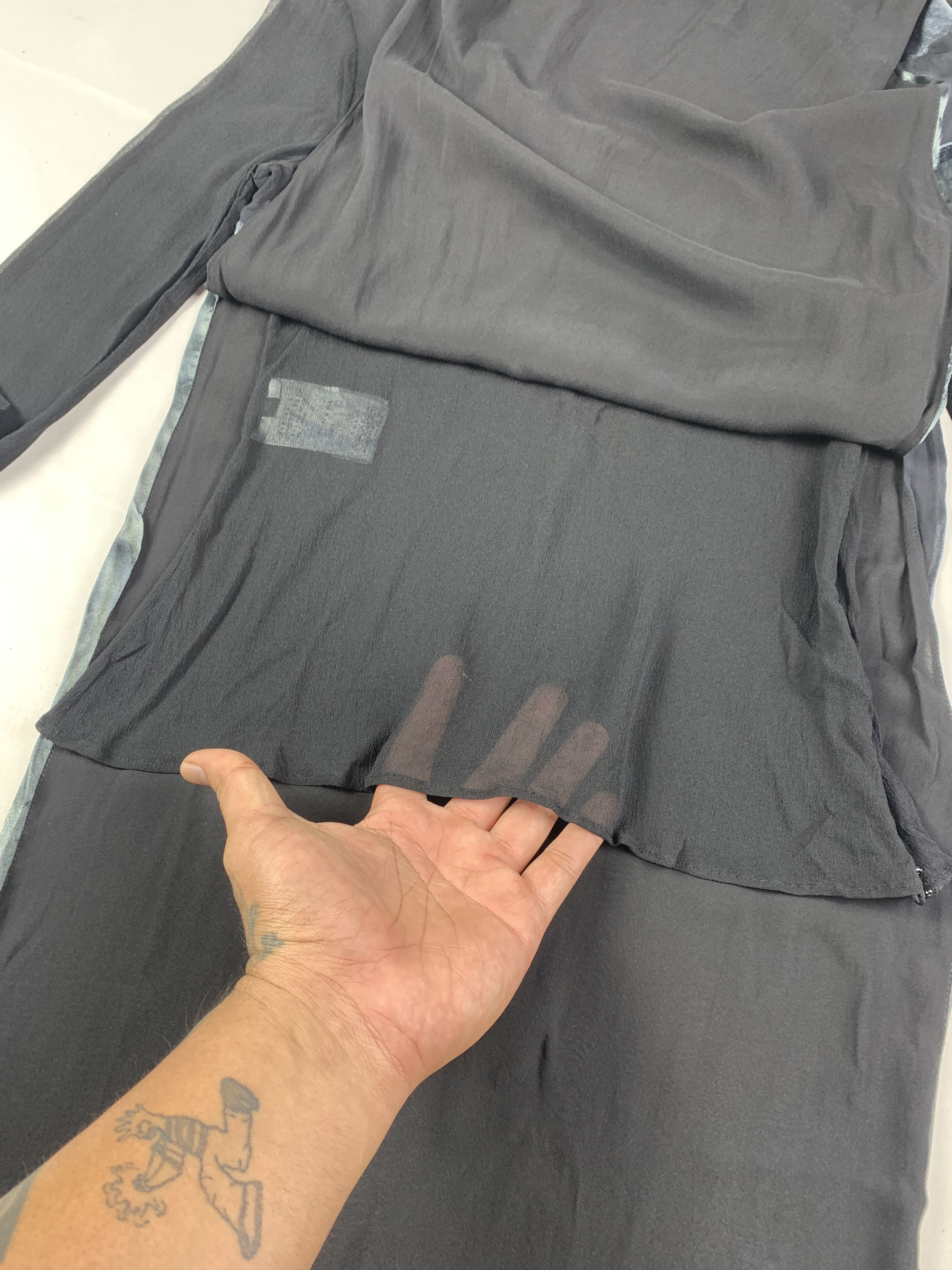 Hussein Chalayan Hussein Chalayan Silk Overlay Graphic Mesh Mini Dress (M) Size M / US 6-8 / IT 42-44 - 6 Thumbnail
