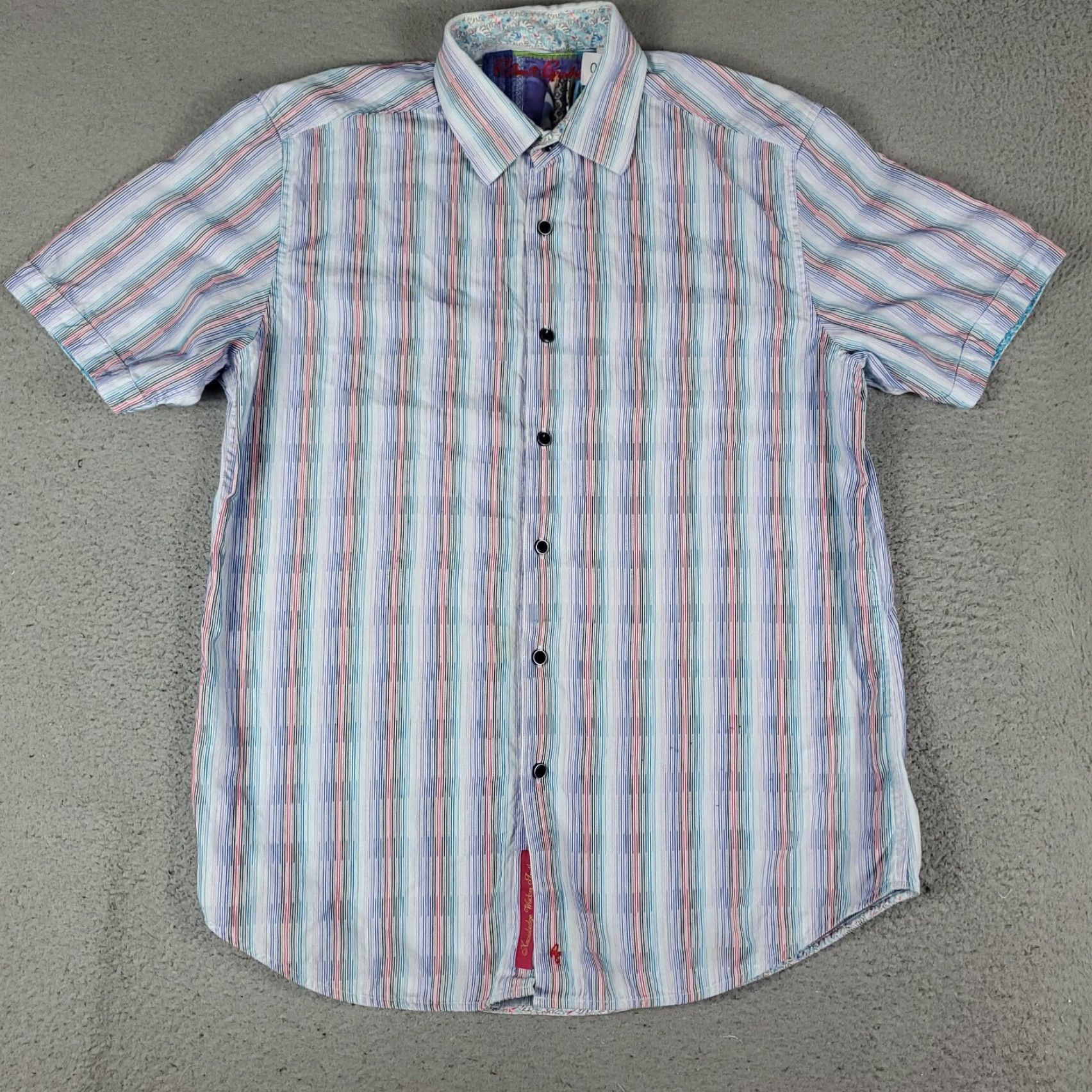 Robert Graham Robert Graham Shirt Mens Size Medium Blue Striped Button Up Short Sleeve Size US M / EU 48-50 / 2 - 2 Thumbnail