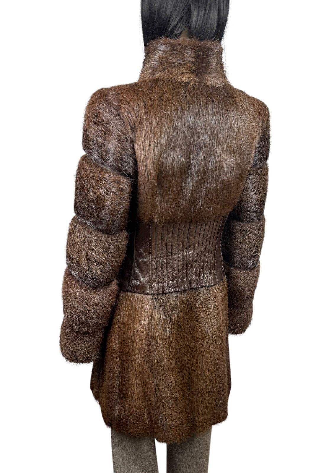 Designer × Genuine Leather Maryna Yaroslavskaya Real Fur Nutria Leather Coat size S Size S / US 4 / IT 40 - 8 Thumbnail