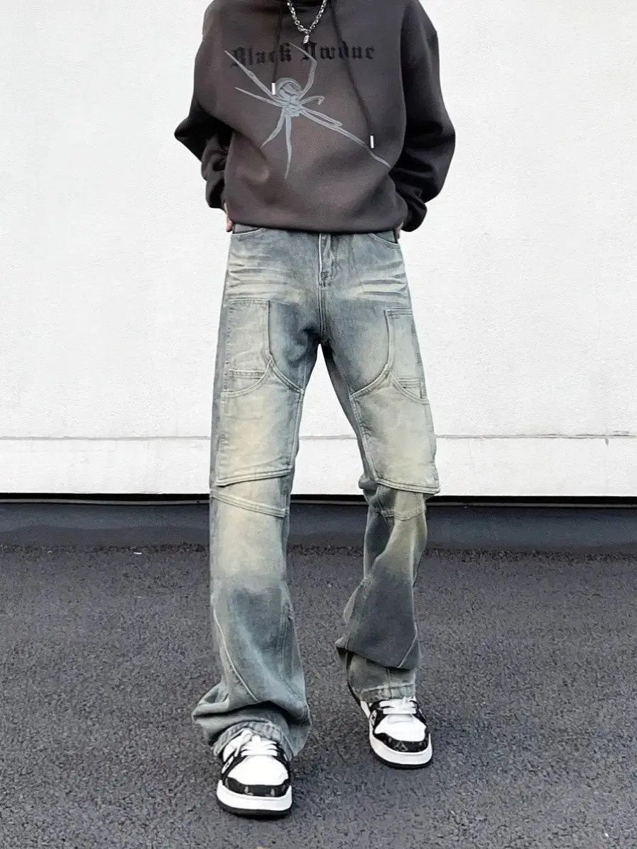 Japanese Brand Retro Multi Pocket Loose Micro Flare Jeans Size US 32 / EU 48 - 3 Thumbnail