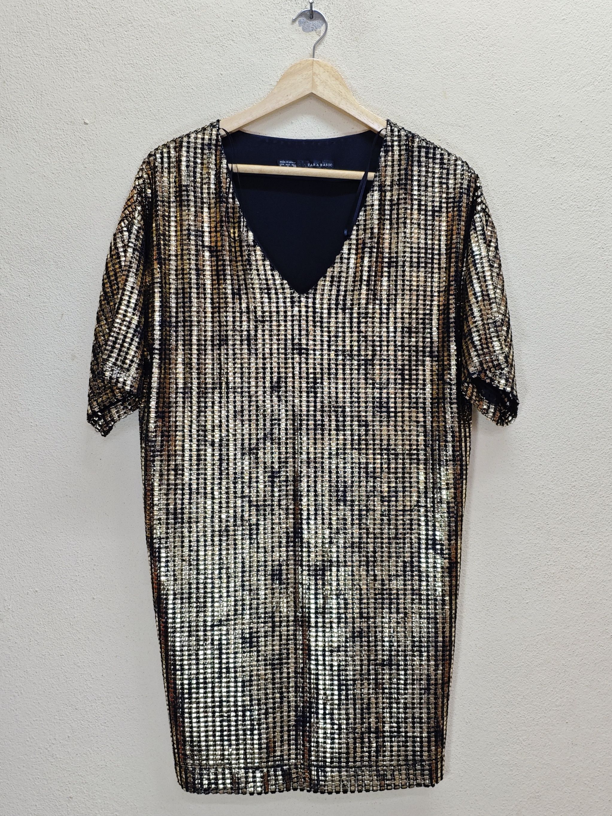 Zara ZARA BASIC Gold Metallic Dress Size M / US 6-8 / IT 42-44 - 4 Thumbnail