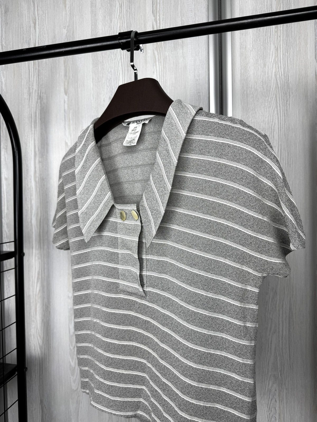 Lanvin Lanvin Paris Grey Striped silk blend short sleeve blouse 36 Size XS / US 0-2 / IT 36-38 - 4 Thumbnail