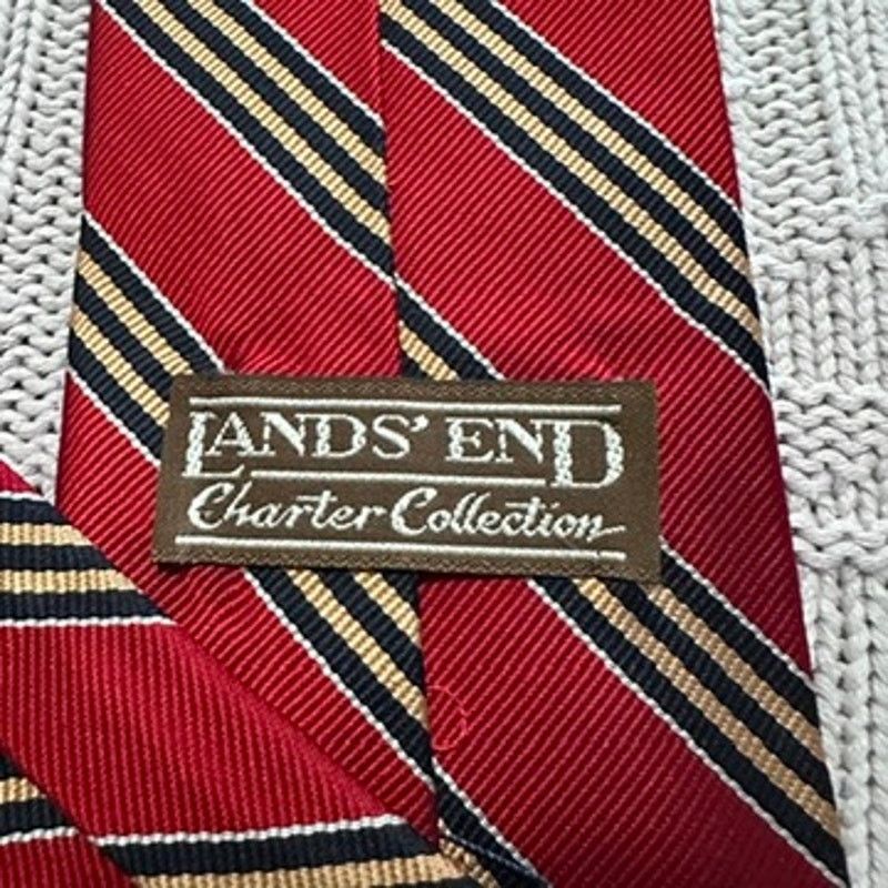 Lands' End Lands End red and gold striped silk tie Size ONE SIZE - 5 Thumbnail