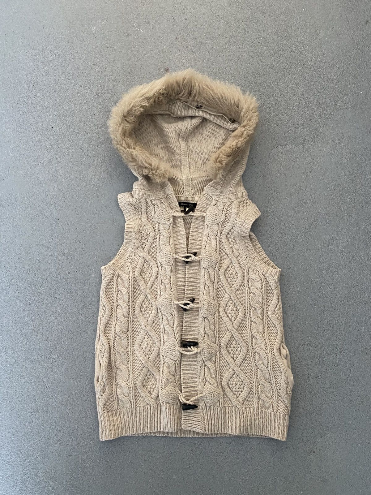 Massimo Dutti Knitted Fur Wooden Lockers Vest