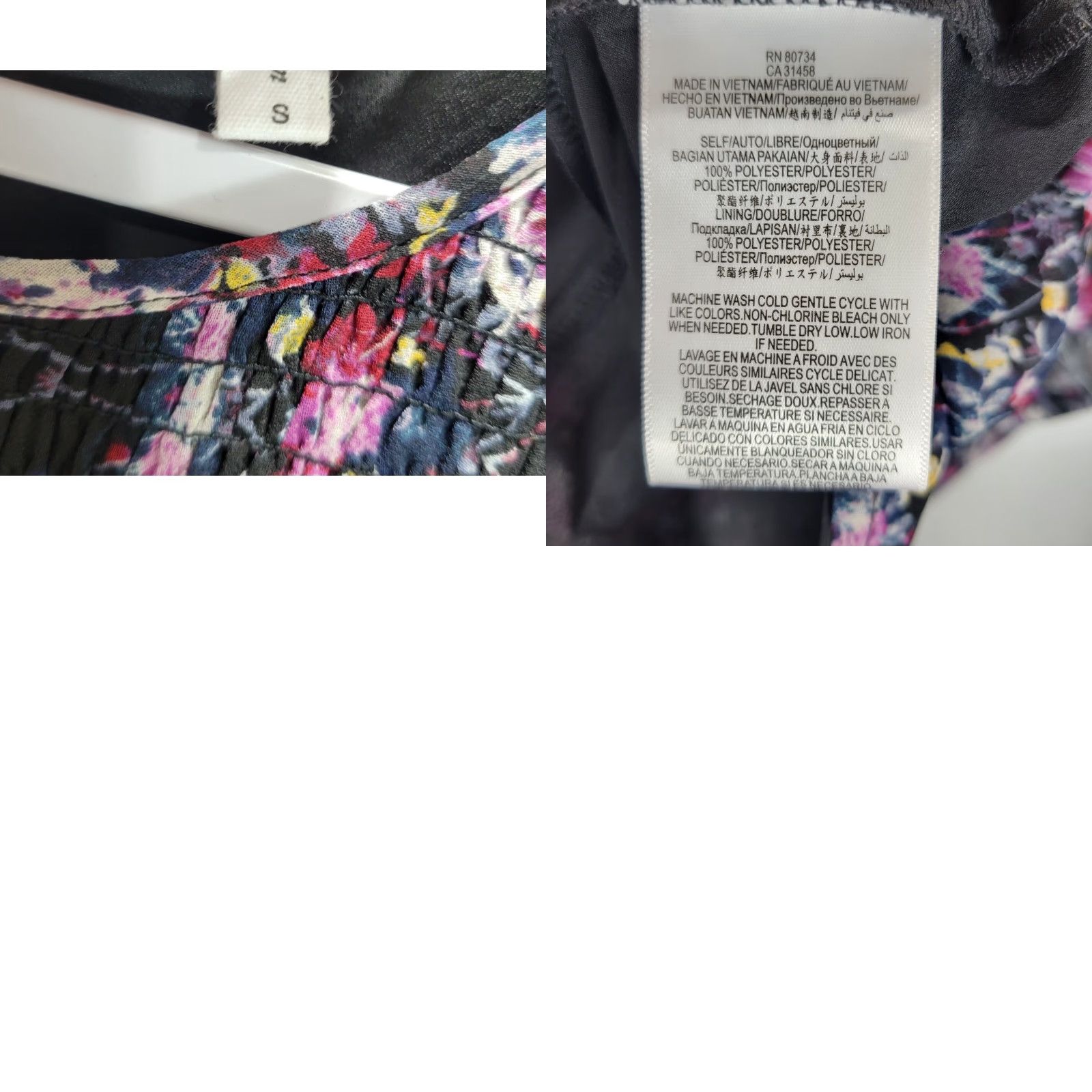 BCBGeneration BCBGGeneration Shift Dress Smocked Floral Long Sleeve Black Sz S Womens Dress Size S / US 4 / IT 40 - 8 Thumbnail