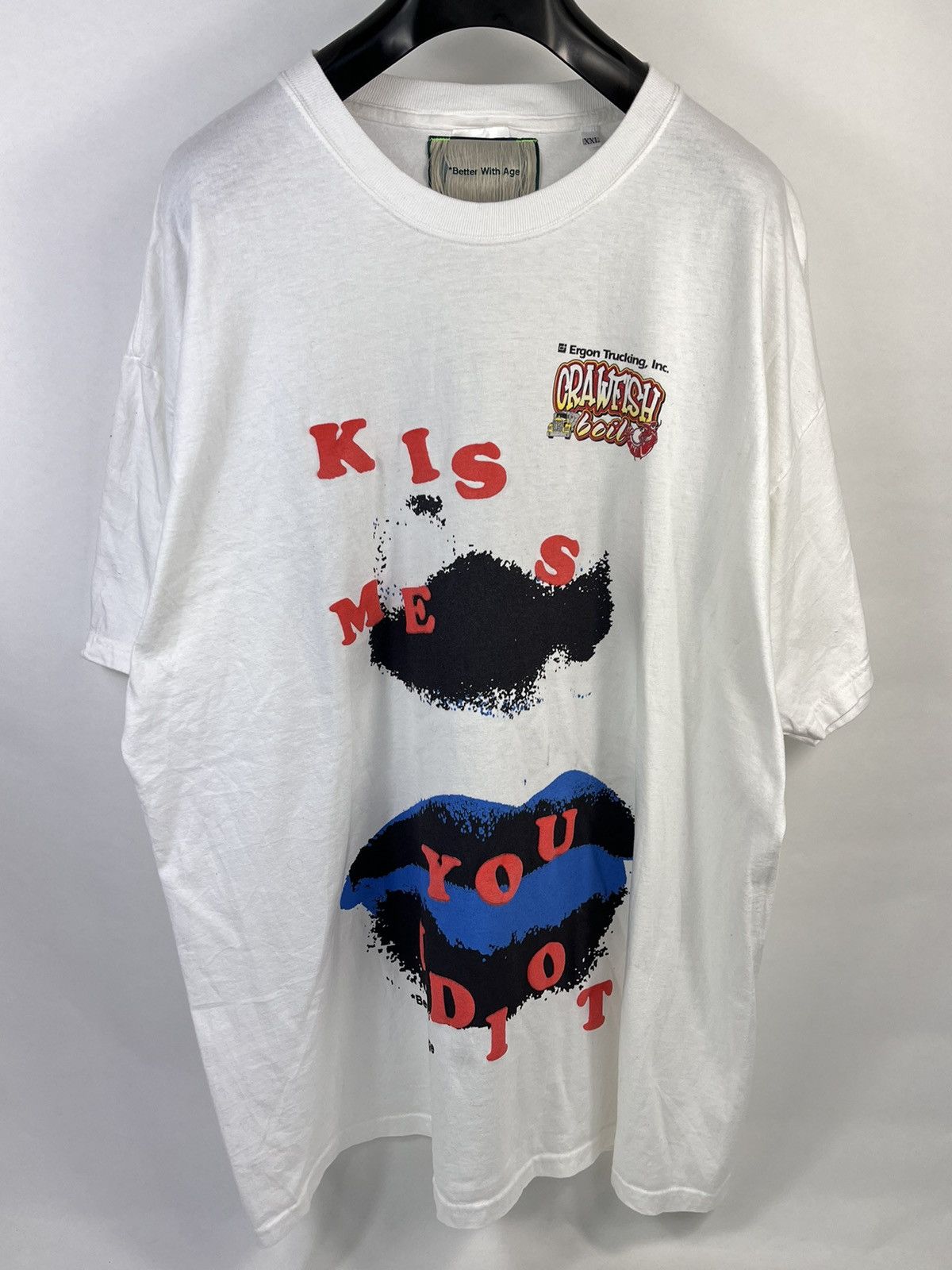 image of Better With Age Kiss Me Print T-Shirt in White, Men's (Size 2XL)
