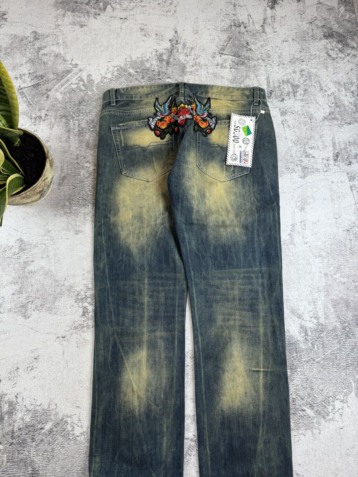 Japanese Brand Rose Embroidered Faded Skate Relaxed Jeans Pants Trousers Size US 38 / EU 54 - 14 Thumbnail