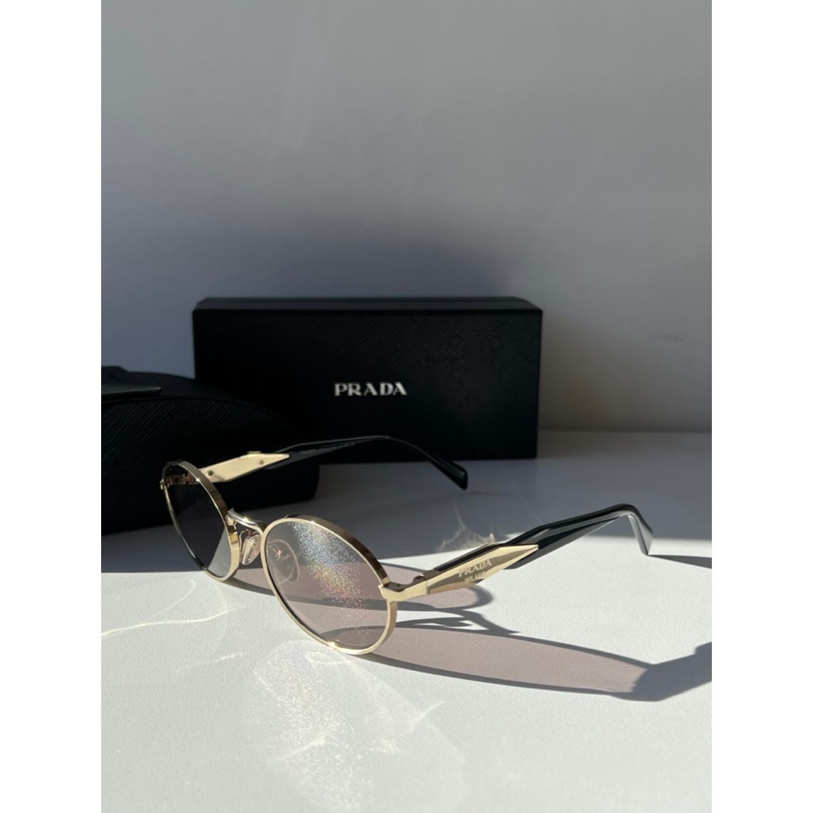 Prada NEW Prada PR65ZS Oval Sunglasses in Gold Purple Size ONE SIZE - 5 Thumbnail