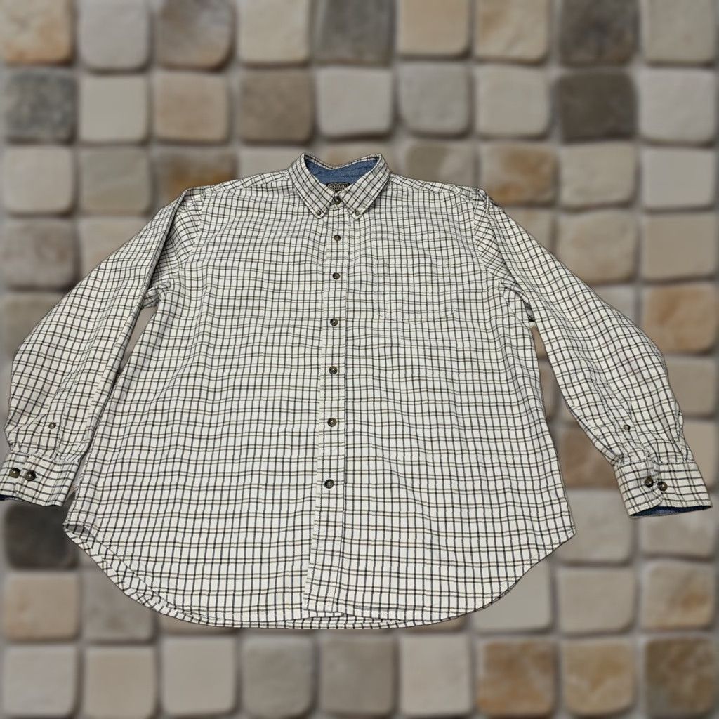 Vintage CE Schmidt Shirt Long Sleeve Plaid White Brown XL Mens Work Wear Button-Down Shirt Size US XL / EU 56 / 4 - 1 Thumbnail
