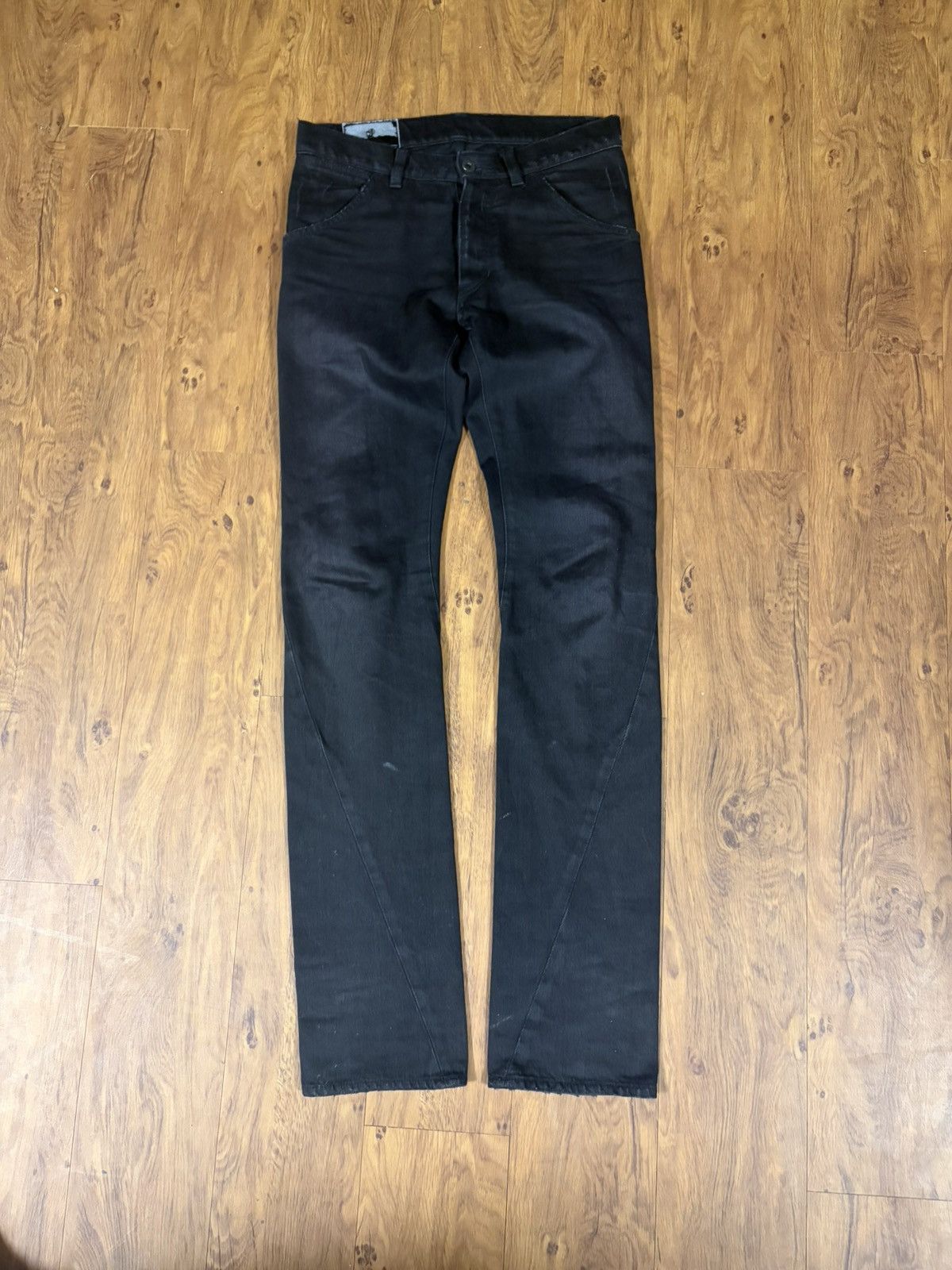 Kazuyiki Kumagai attachment black spiral cut jeans