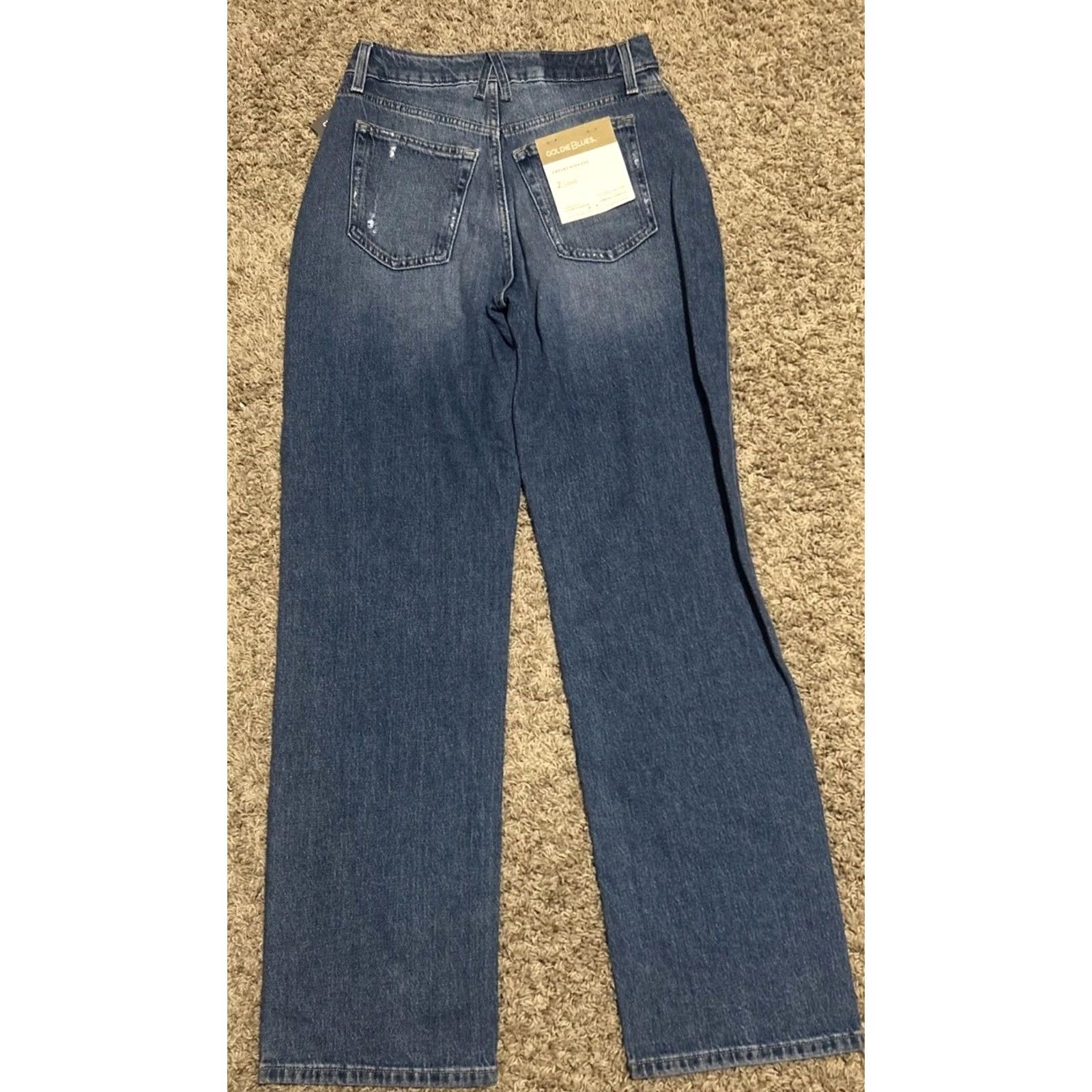 Vintage NWT Goldie Blues Jeans Tall 2 Wide-Leg High Rise Cheeky Back Pockets Distressed 90s Vintage-Inspired Blue Denim Women Mens Girls? Size 26" / US 2 / IT 38 - 3 Thumbnail