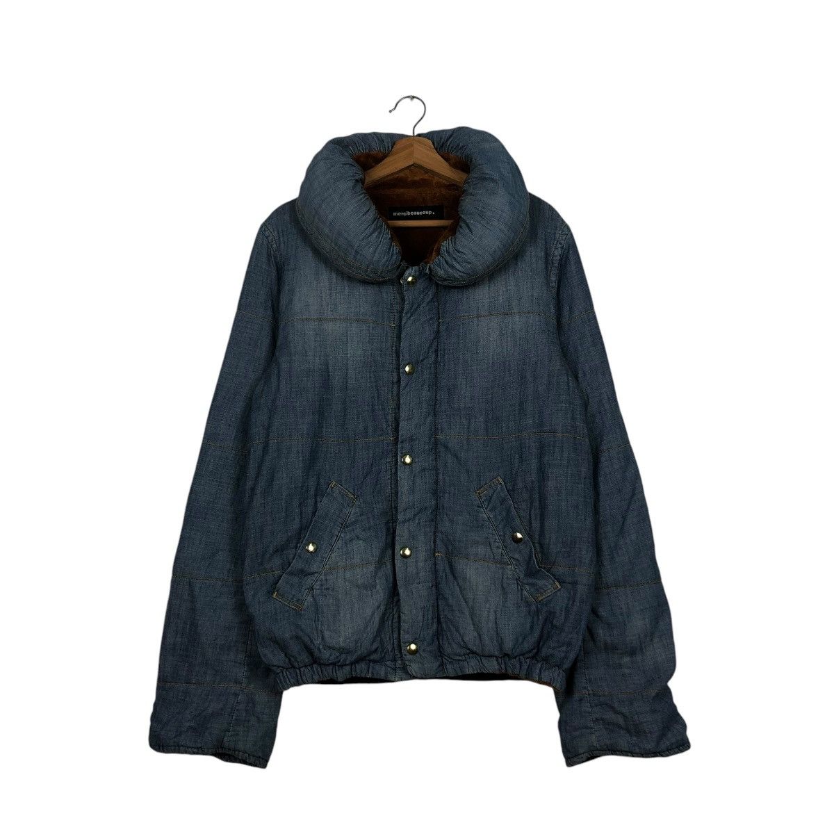 Issey Miyake 🔥CROPPED DENIM BIKER JACKET MERCIBEAUCOUP BLANKET PUFFER Size US M / EU 48-50 / 2 - 3 Thumbnail