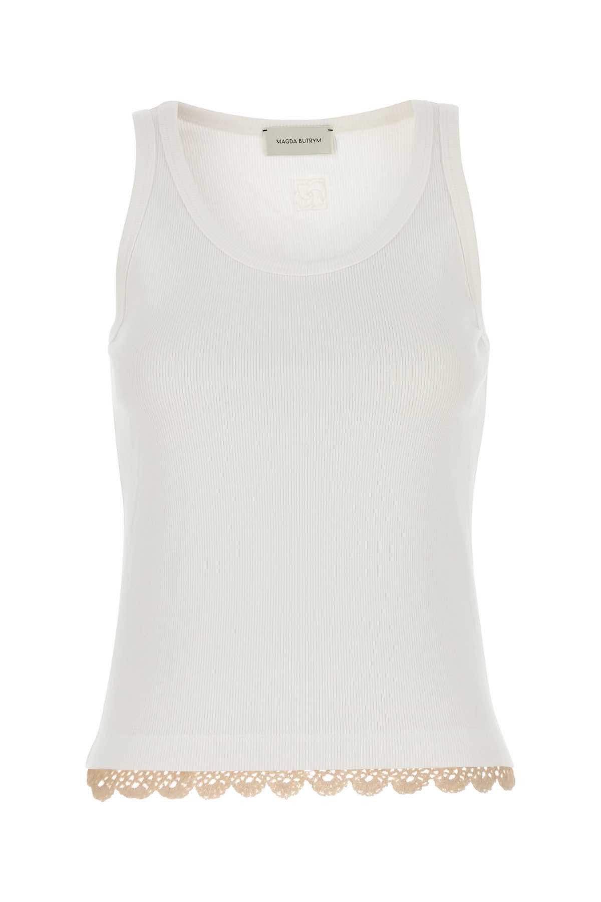 Magda Butrym White Stretch Cotton Tank Top Size M / US 6-8 / IT 42-44 - 1 Thumbnail