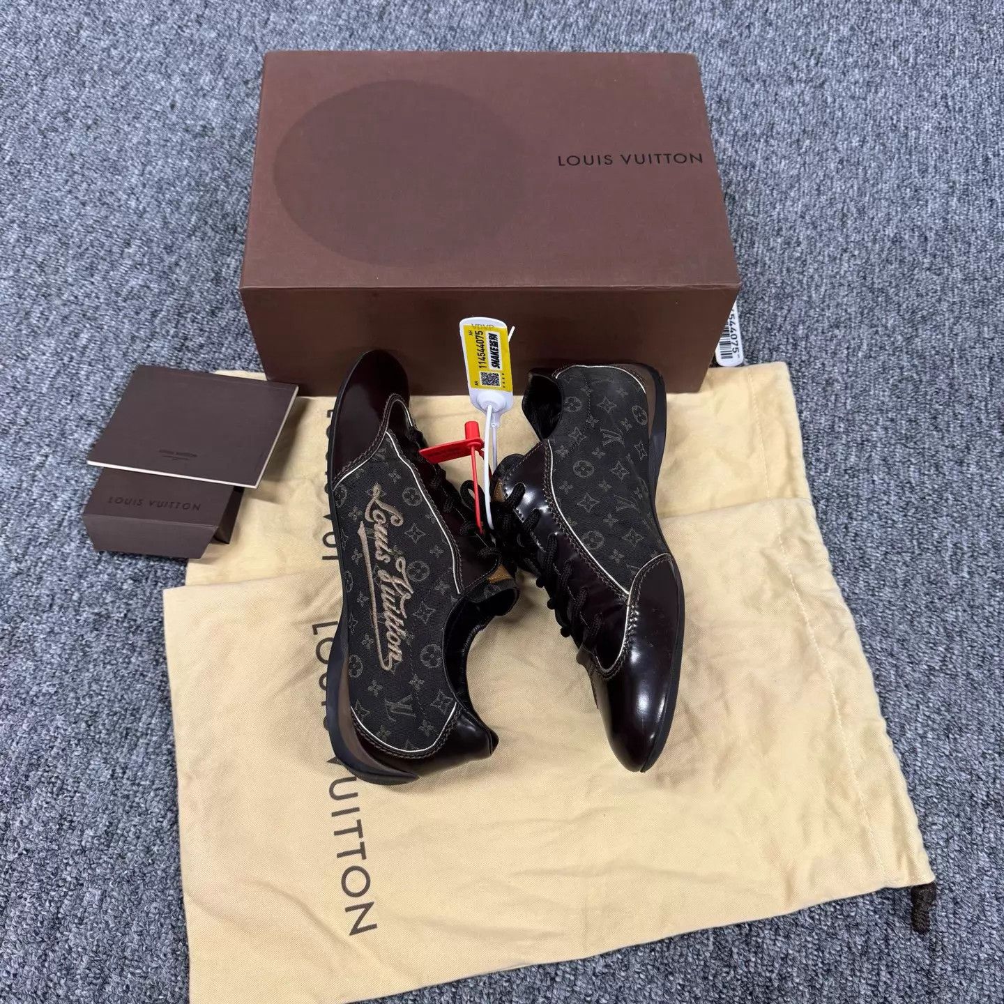 Louis Vuitton LV Black Color Block Logo Embroidered Leather Shoes Size US 6.5 / IT 36.5 - 6 Thumbnail