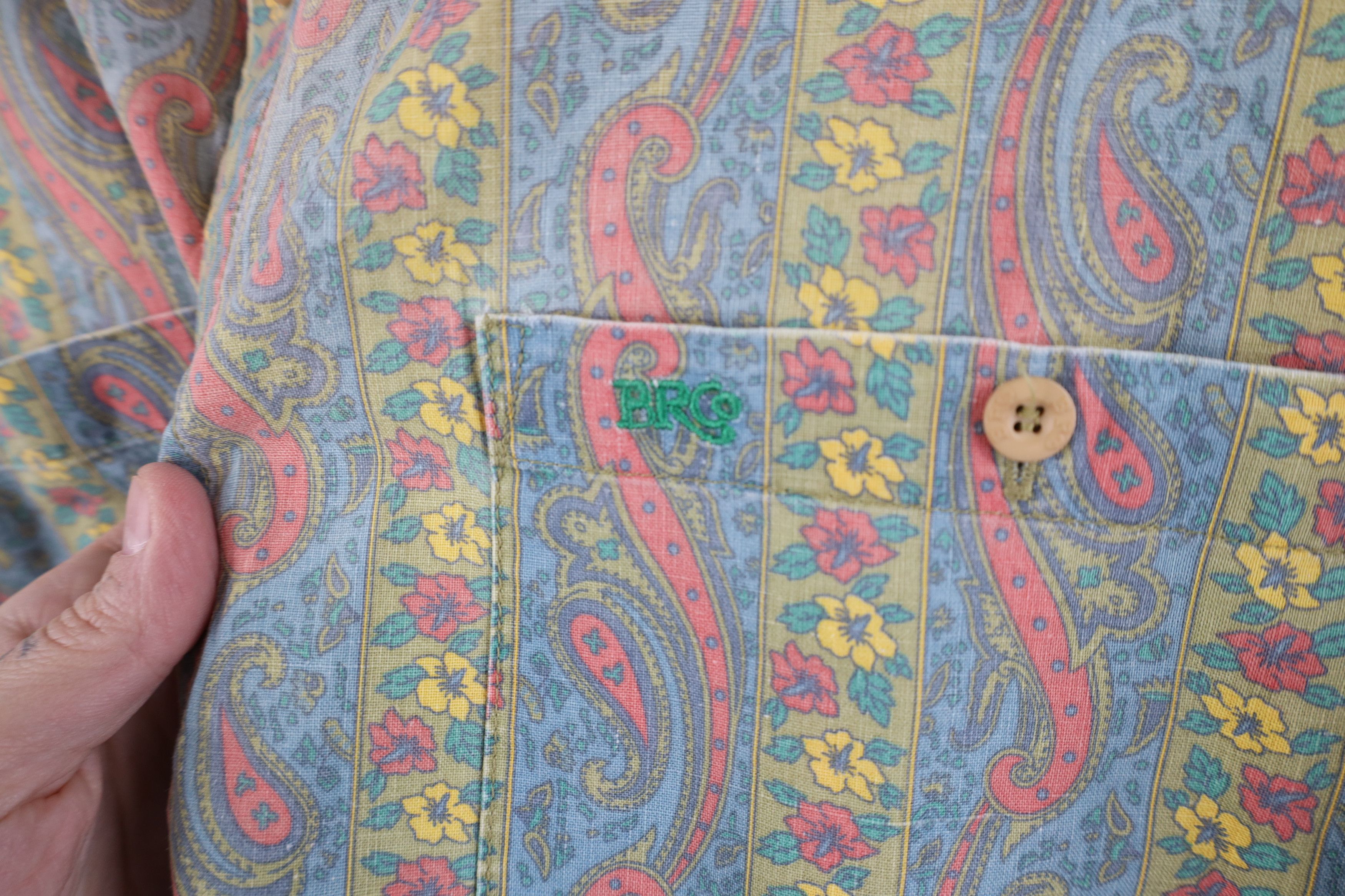 Vintage Vintage 90s Streetwear Flower Paisley Baggy Button Shirt Size US XL / EU 56 / 4 - 8 Thumbnail