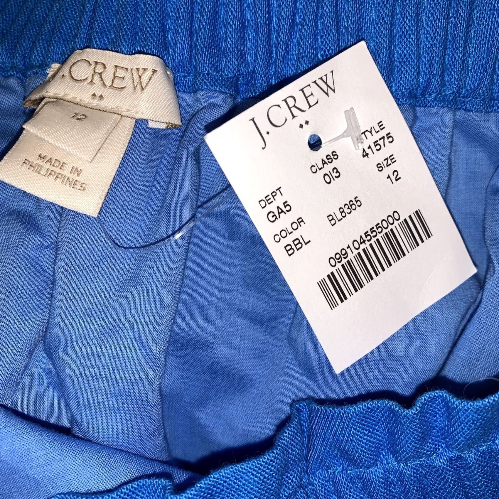 J.Crew VINTAGE J.CREW Skirt Canvas Style Elastic Waist Blue SZ 12 NWT #2542 Size 34" / US 12 / IT 48 - 7 Thumbnail